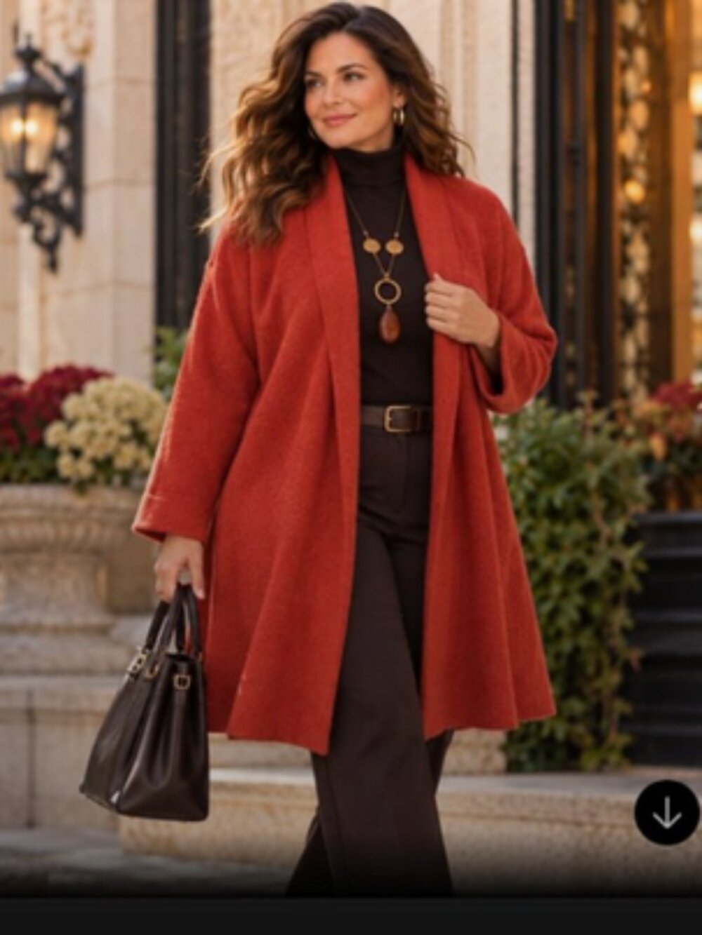 Jones & Co 3X Rust Red Long Open Front Cardigan Coatigan